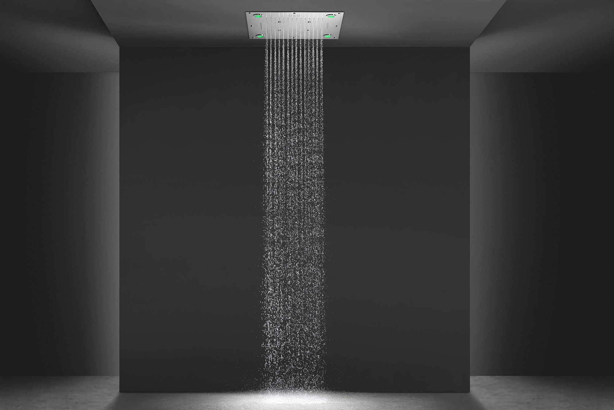 Modern Music Shower head 600*600MM Chrome Waterfall Mist Rain Ceiling Mounted LED Shower Set