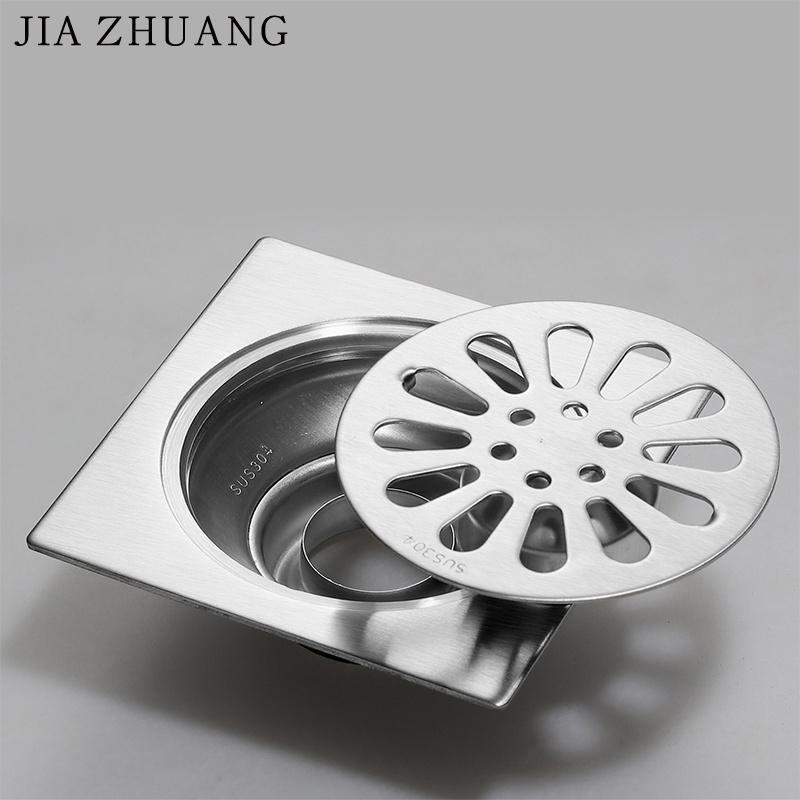 Bathroom and Balcony Floor Trap Drains Square Sanitary Floor Drain Stainless Steel Plate