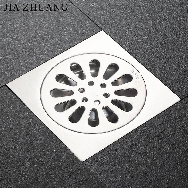 Bathroom and Balcony Floor Trap Drains Square Sanitary Floor Drain Stainless Steel Plate