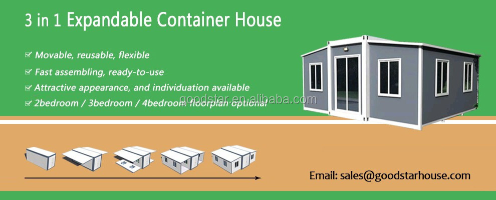 Steel frame building prefab house classic expandable shipping container house