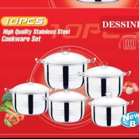 Stainless steel cookware set 14pcs big cookware sets with steamer Wide edge stainless steel cookware 30-38cm