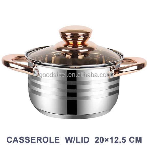 cooking pot set stainless steel cookware 5 ply induction bottom 16/20/24CM