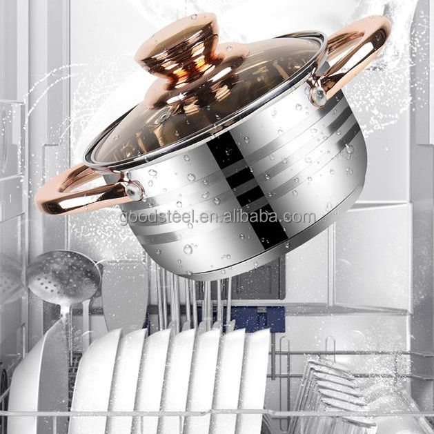 cooking pot set stainless steel cookware 5 ply induction bottom 16/20/24CM