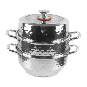 Stainless steel stamped pattern hot pot with strainers casserole steamer pot cookware