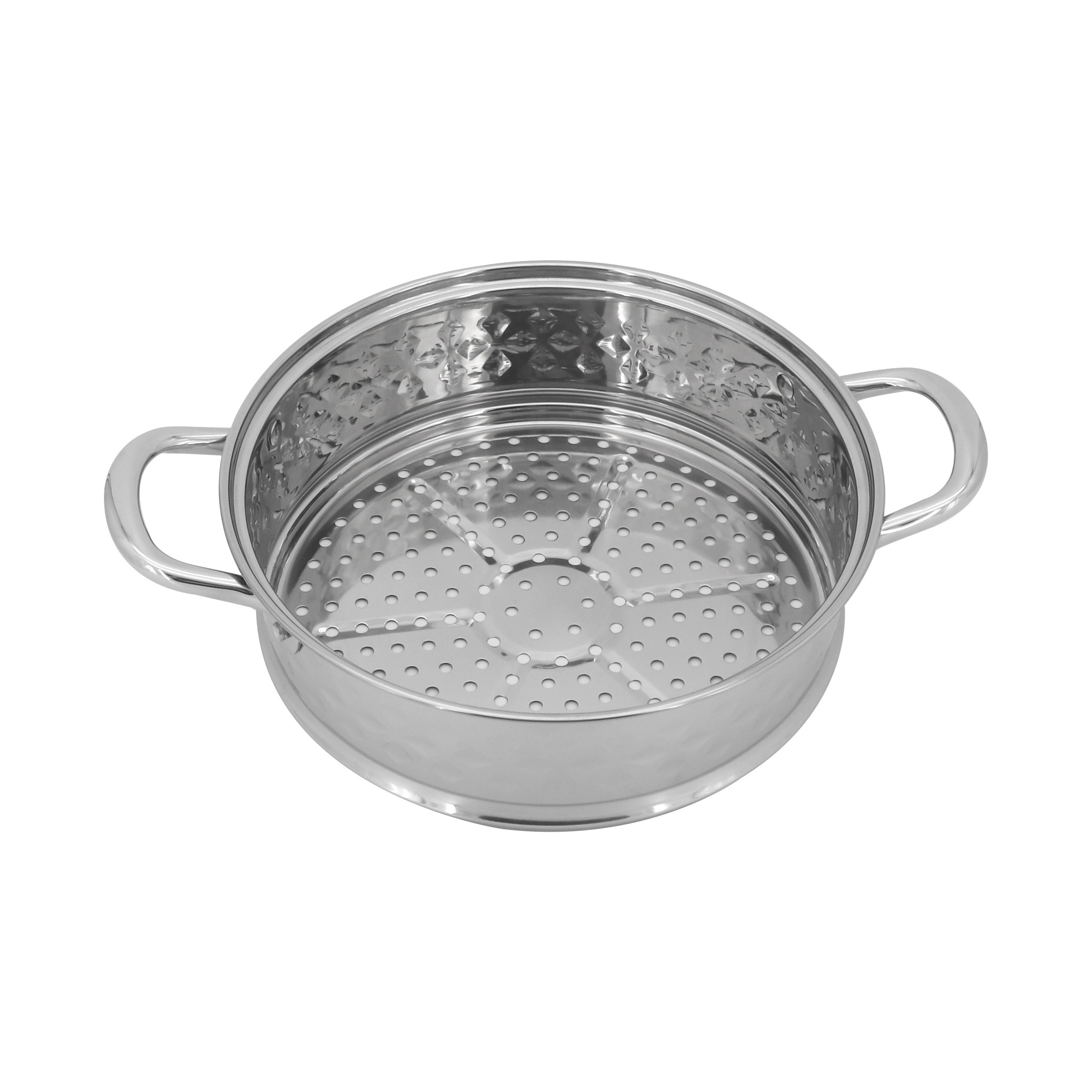 Stainless steel stamped pattern hot pot with strainers casserole steamer pot cookware