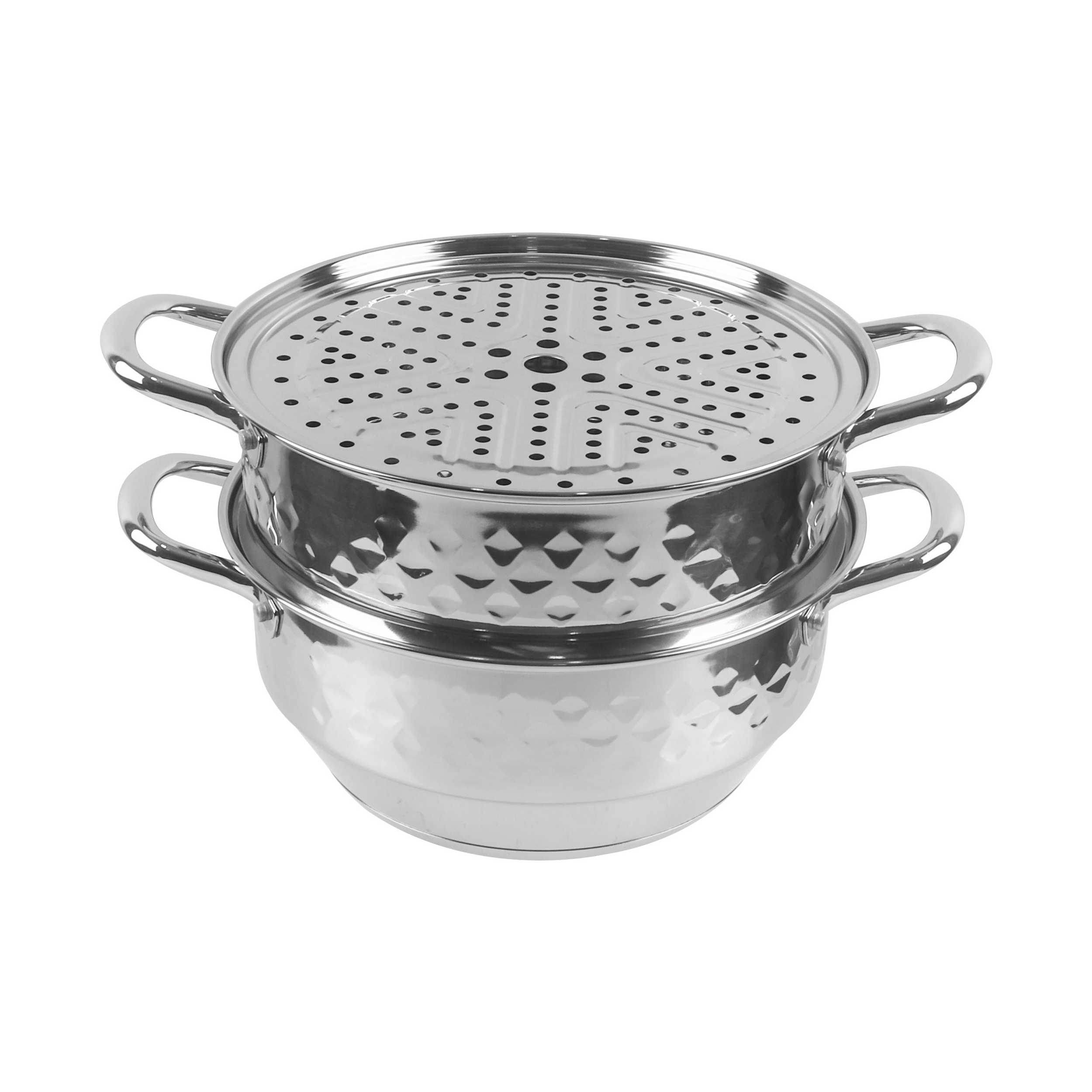 Stainless steel stamped pattern hot pot with strainers casserole steamer pot cookware