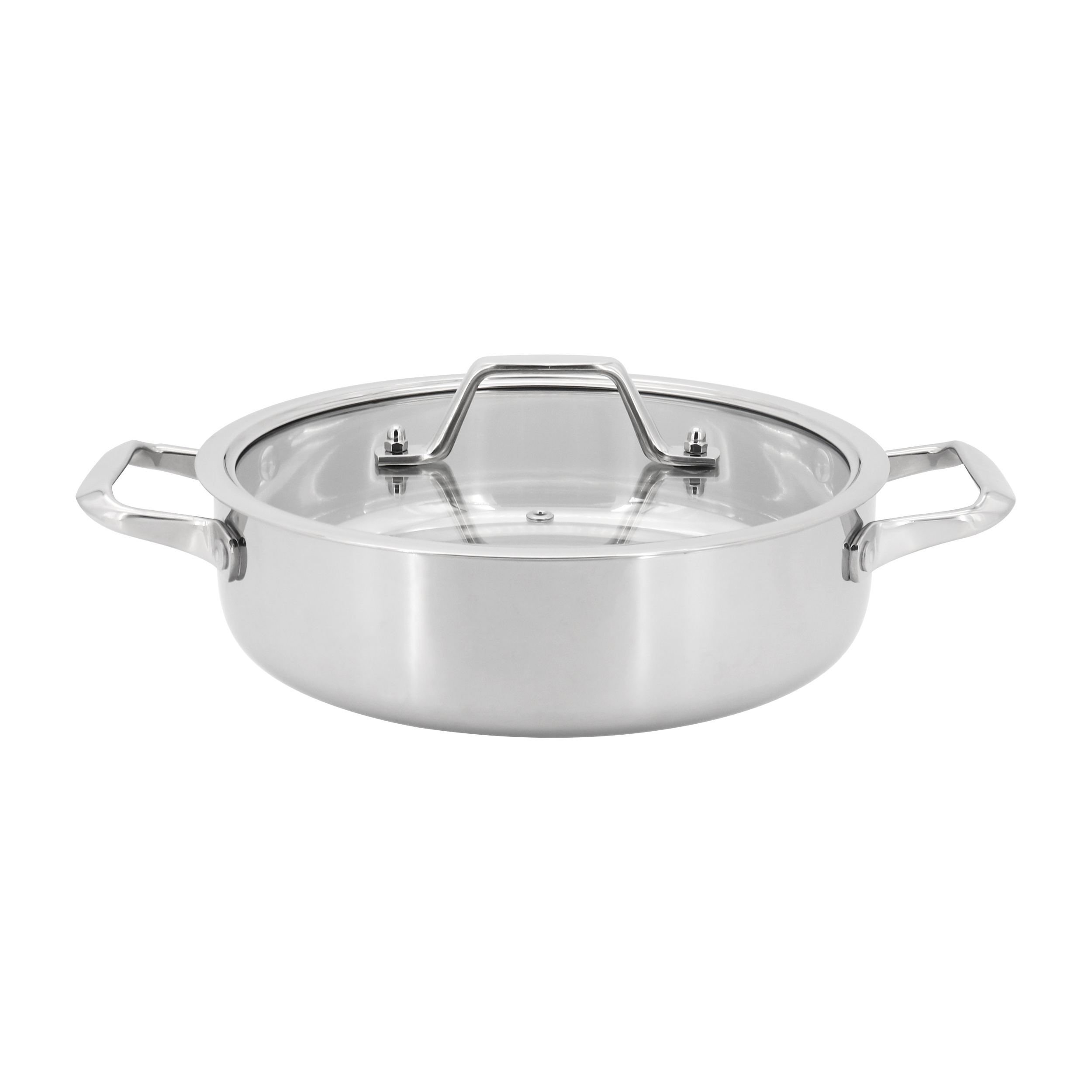 3-Layer Steel Wok Pan Skillet with Induction Bottom Eco-Friendly Metal Frying Pan 26cm & 28cm Diameter LFGB Certified