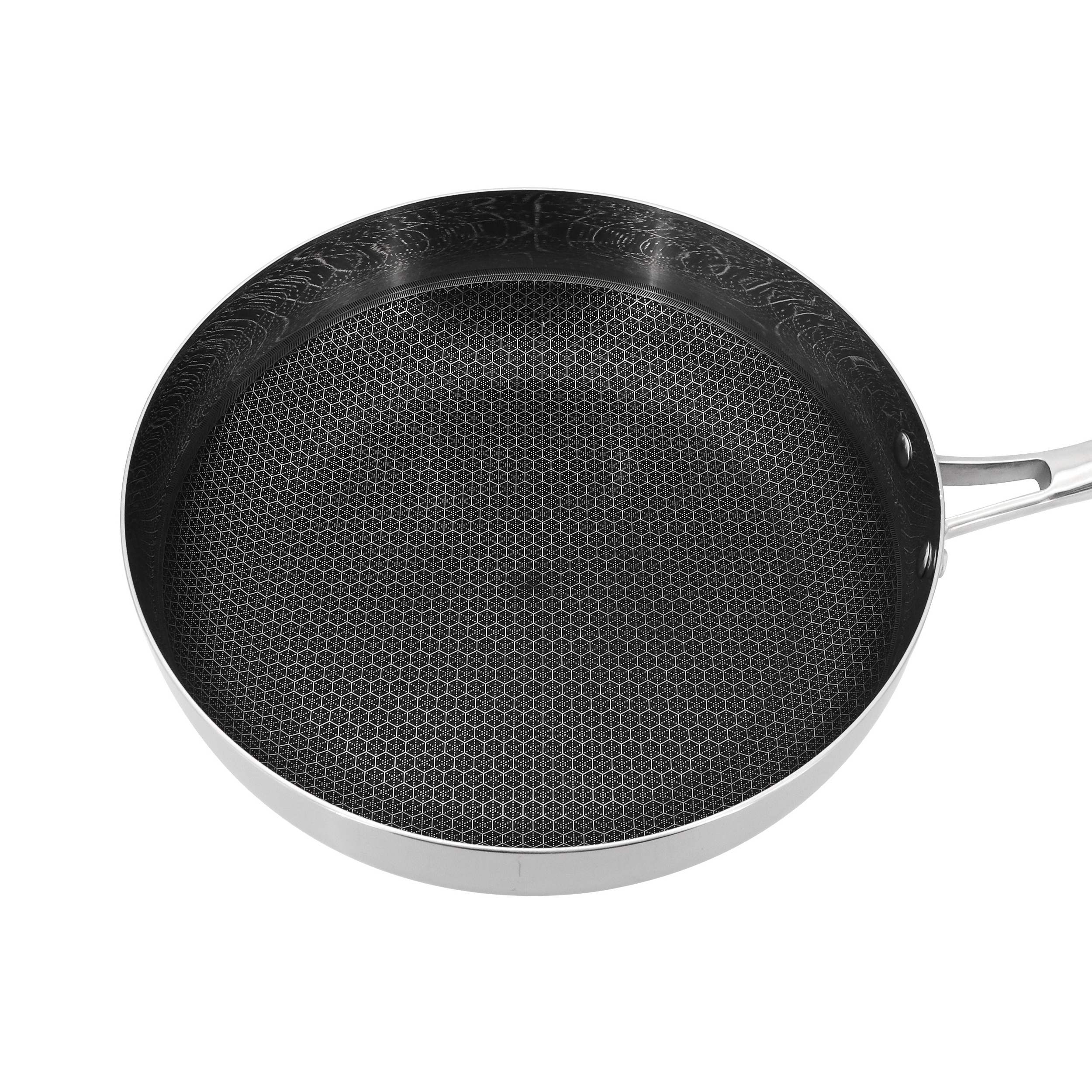 3-Layer Steel Wok Pan Skillet with Induction Bottom Eco-Friendly Metal Frying Pan 26cm & 28cm Diameter LFGB Certified