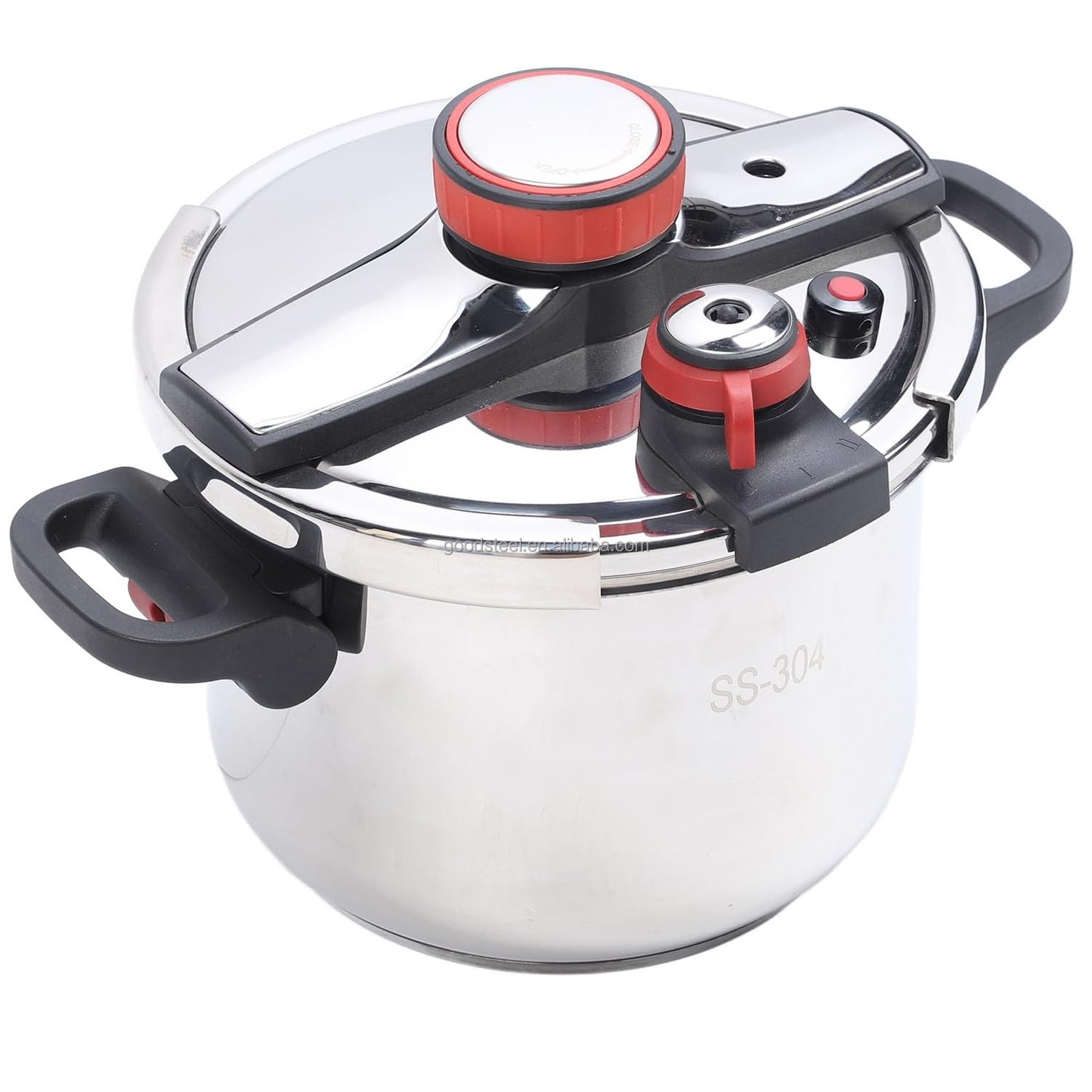 18/10 304 Stainless Steel Pot Tall Design with Foldable Handle 6.0L Capacity Pressure Cooker for Gas and Induction Stoves