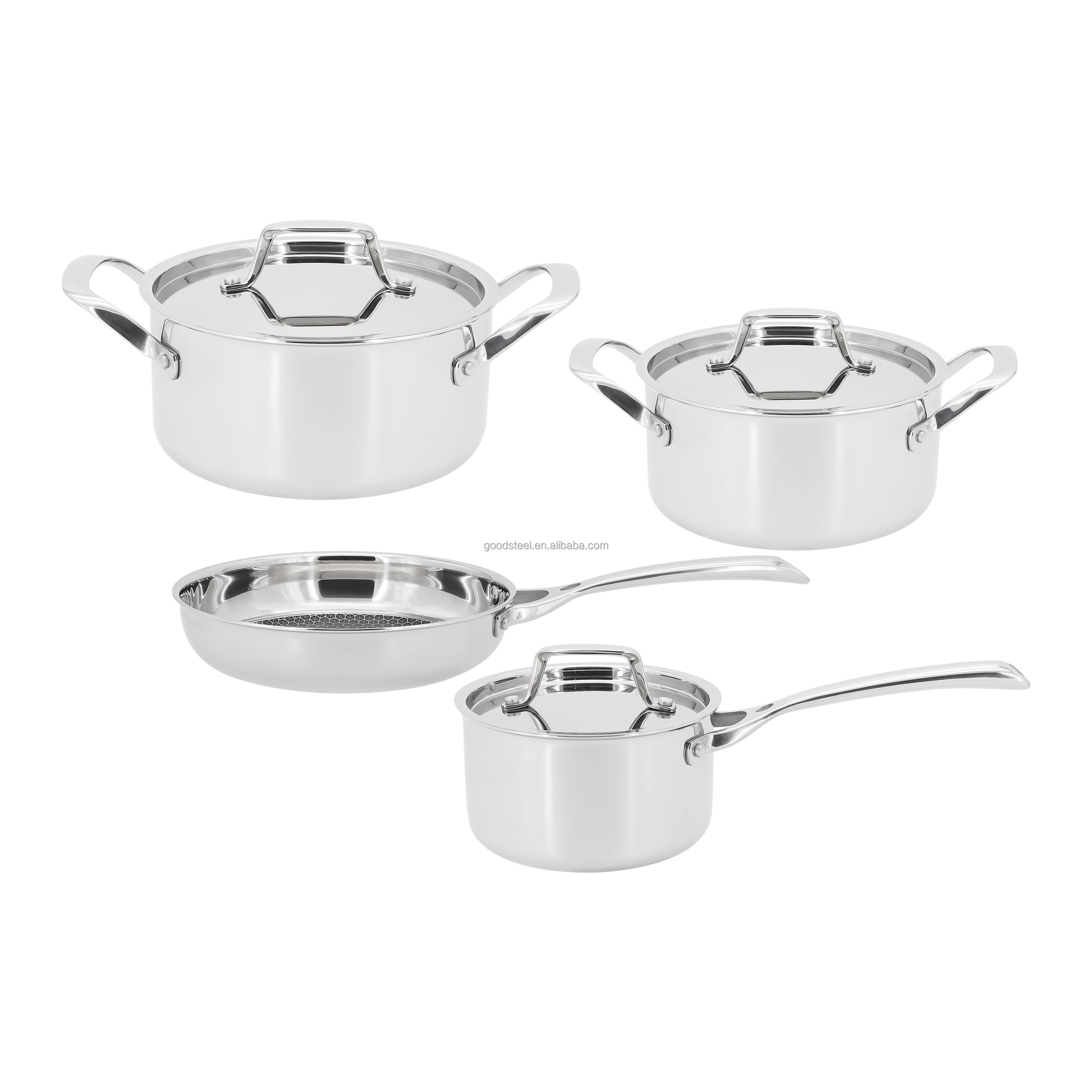 1.9L induction milk saucepan with lid triply steel pan non stick high quality cookware