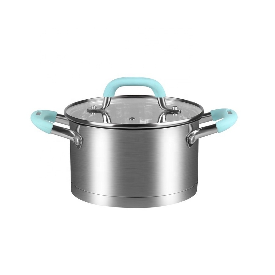 MSF-8016-1 stainless steel surgical steel sauce pan with heat resistant silicon handles