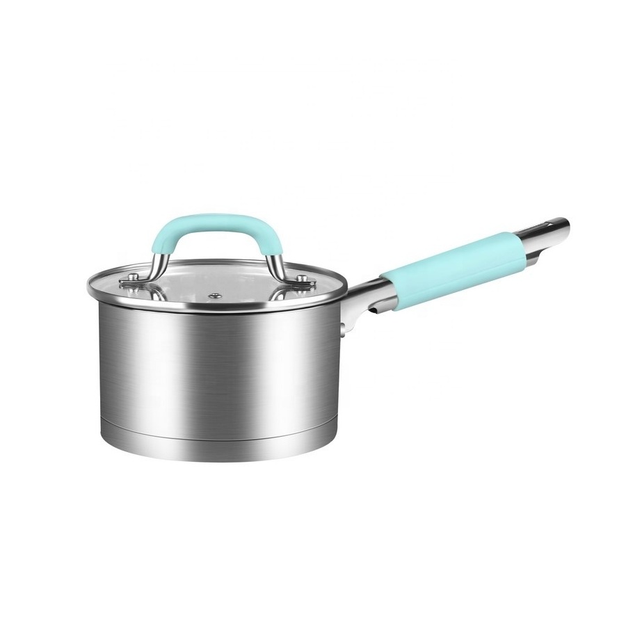 MSF-8016-1 stainless steel surgical steel sauce pan with heat resistant silicon handles