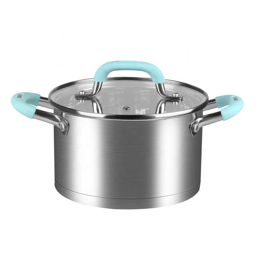 MSF-8016-1 stainless steel surgical steel sauce pan with heat resistant silicon handles