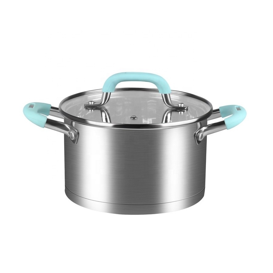 MSF-8016-1 stainless steel surgical steel sauce pan with heat resistant silicon handles