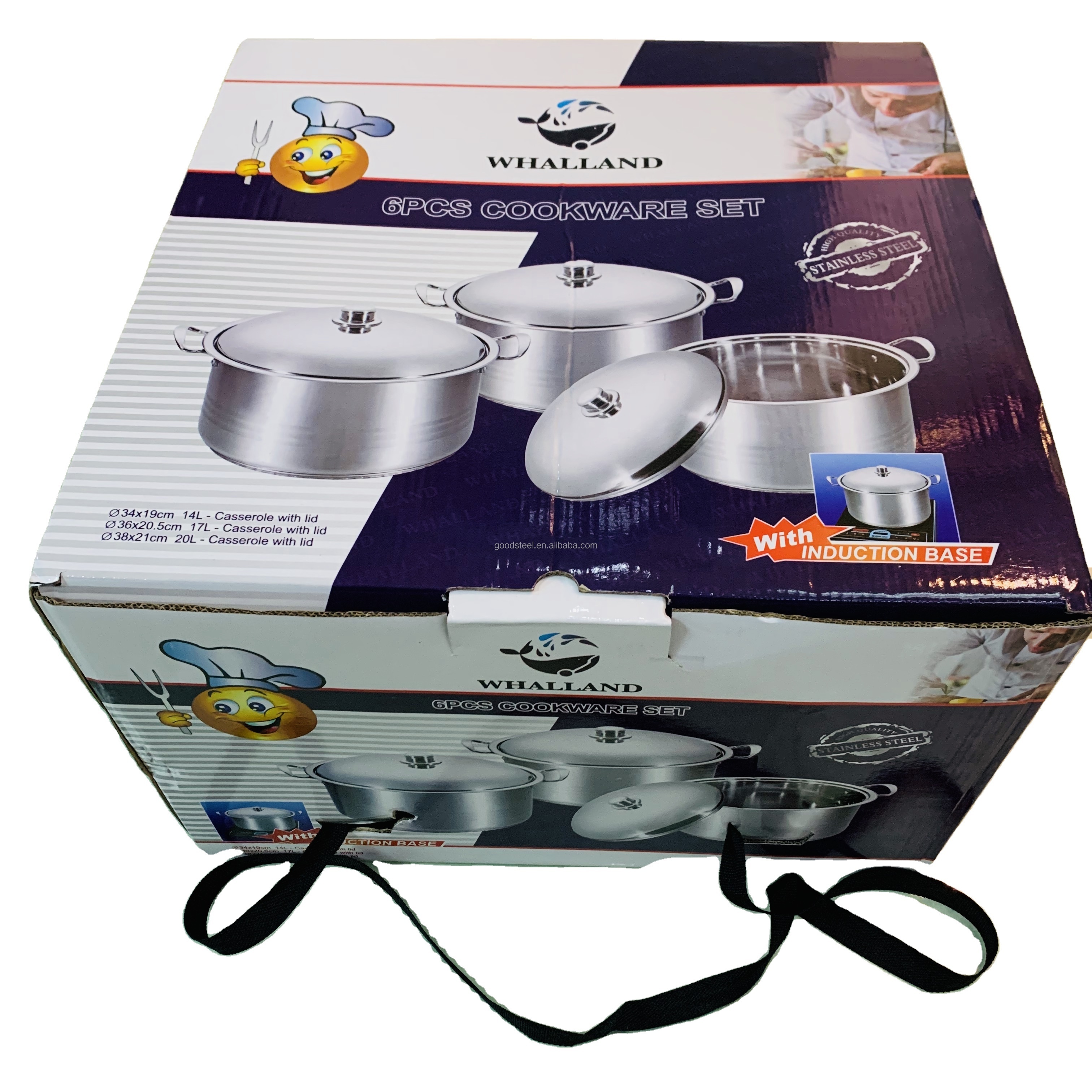 Stainless steel cookware set 14pcs big cookware sets with steamer Wide edge stainless steel cookware 30-38cm