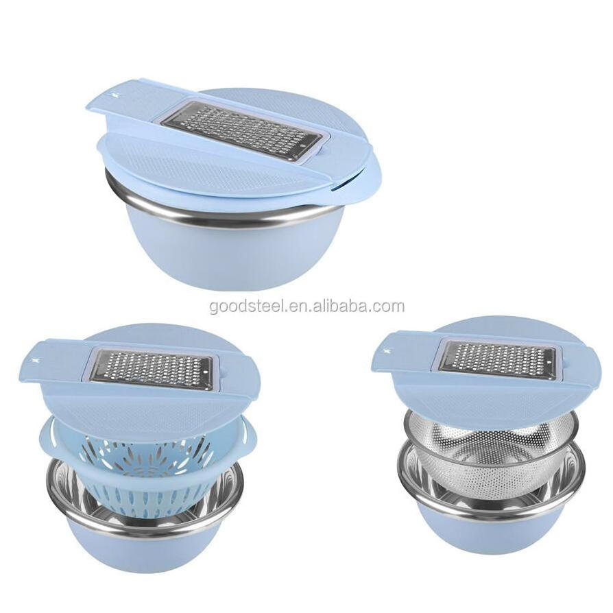 Multifunction 3pcs stainless steel mixing bowl set with grater MSF-5742