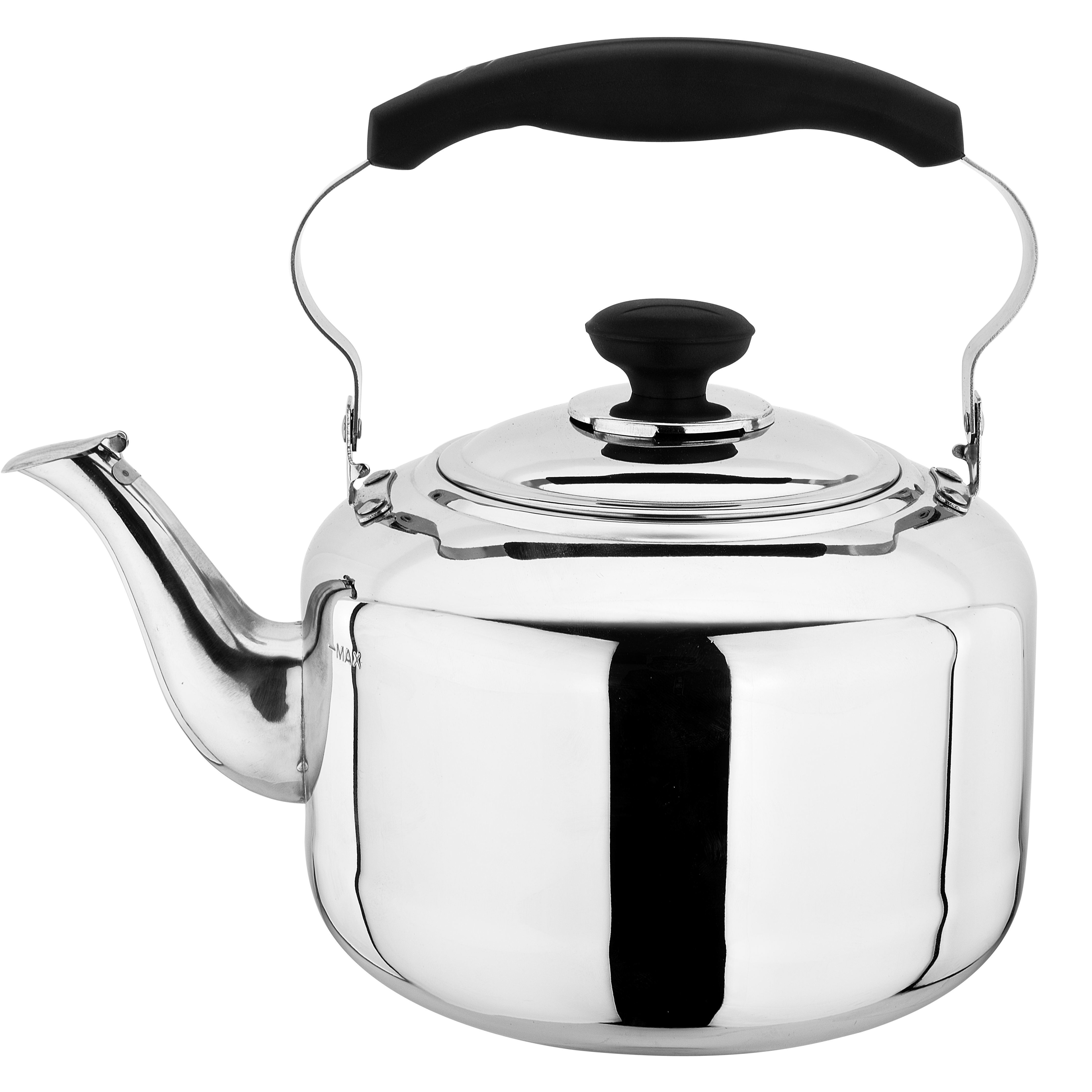 3.0L Quart Stainless Steel Whistling Tea Kettle Metal Teapot with Wide Mouth Easy Pouring Spout for Stove Top