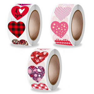 Factory Custom Print Logo Valentine's Day Heart Adhesive Round Label Sticker For Kids Gift Bag Box Packaging Decoration