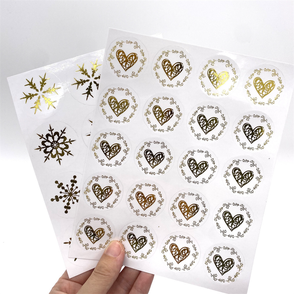 Cute Golden Round Handmade Adhesive Cake Candy Packaging Sealing Sticker