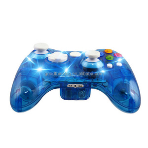 Remote control gamepad led light transparent case colorful button wireless game control para for xbox 360 inalabrico