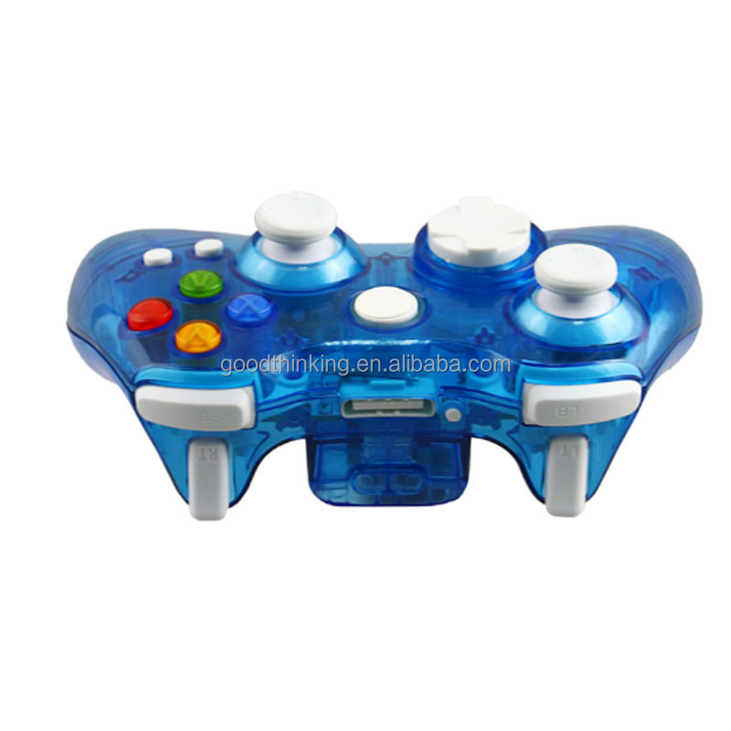 Remote control gamepad led light transparent case colorful button wireless game control para for xbox 360 inalabrico