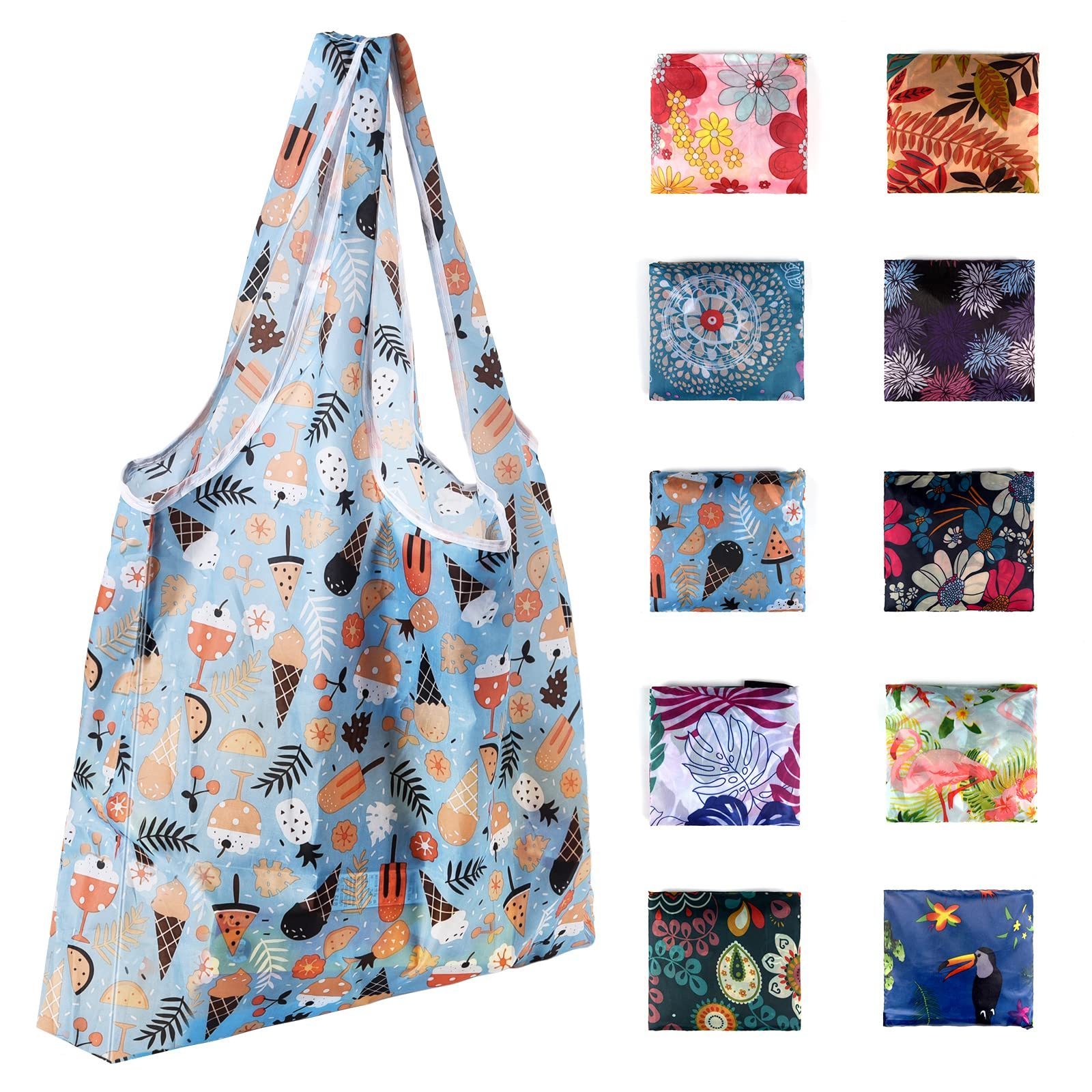 Custom Reusable RPET Polyester Large Women Tote Bag Eco-Friendly Supermarket Shopping Pouch Portable Recycled Shopping Bag