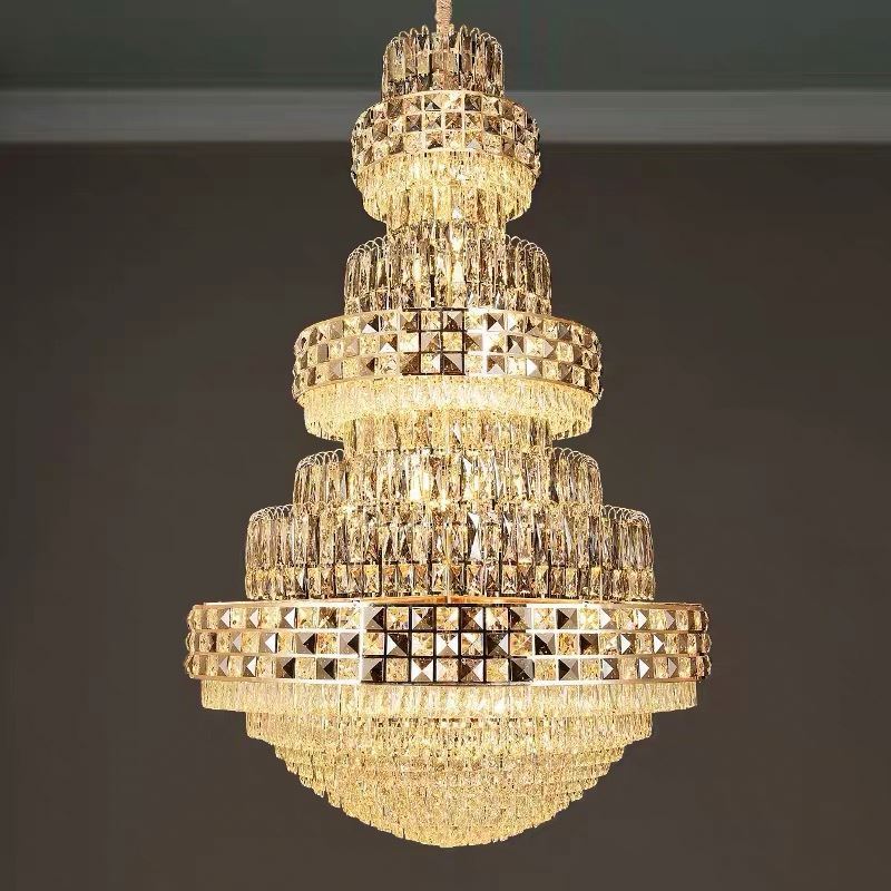 New arriving modern elegant large luxury crystal chandelier cylinder pendant light custom pendants