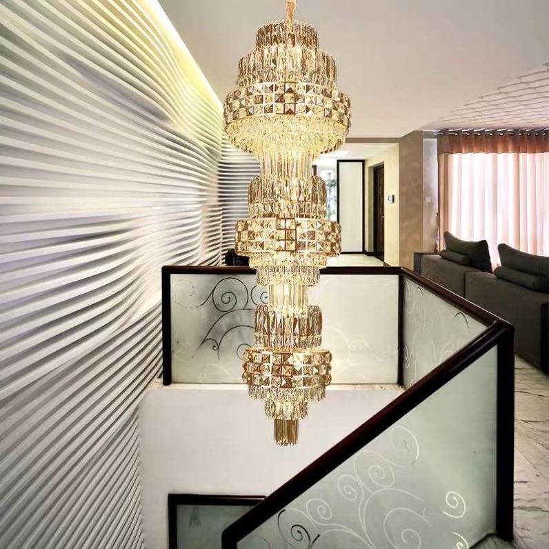 New arriving modern elegant large luxury crystal chandelier cylinder pendant light custom pendants