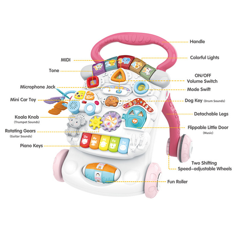 New style baby early education multifunctional interesting 3 in 1 baby walker  trolley learning table toys for kids