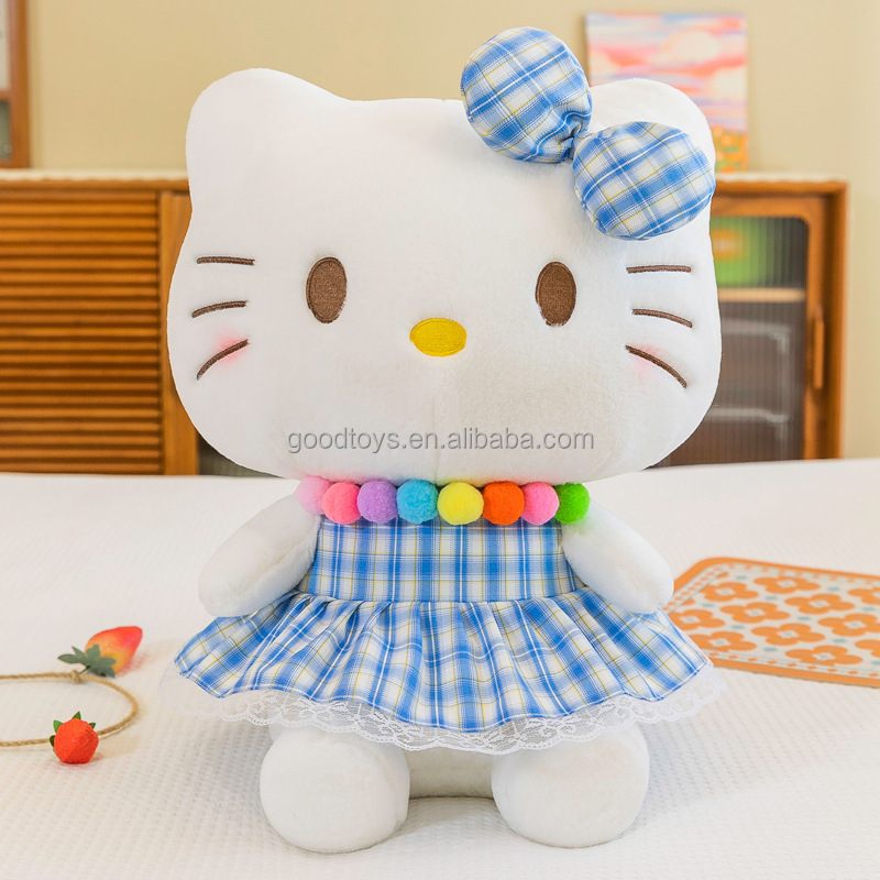 Lovely Soft Blue Purple Pink Skirt Cartoon Cat Hello KT Kitty Plush Toys Gifts for Girls