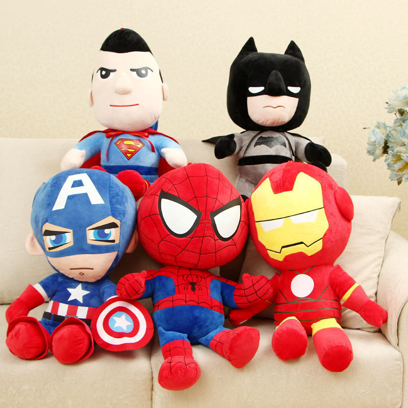 Cheap Wholesale Popular Movie Cartoon Character Dolls Bat Iron Spider Man Super Hero Plush Toys for Kids Gifts