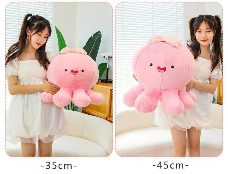 Fluffy Cute Plushies Cartoon Sea Ocean Animals Soft Toys Decorations Gifts Pink Plush Octopus Pillows for Girls