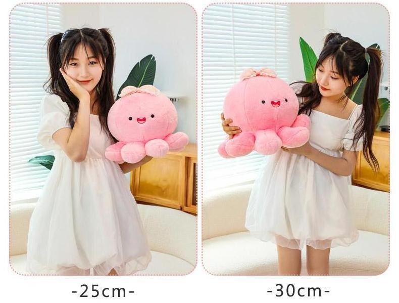 Fluffy Cute Plushies Cartoon Sea Ocean Animals Soft Toys Decorations Gifts Pink Plush Octopus Pillows for Girls