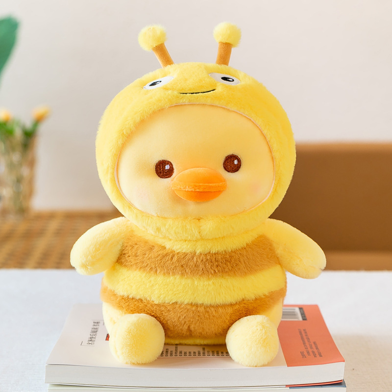 New Cute Green Yellow Pink Bee shaped Plush Duck Stuffed Animal Toys for Kids Gifts