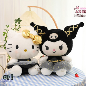 Black Lace Skirt Hello KT Cat Stuffed Toys Popular Cute Anime Cartoon Hello KT Cat Kitty Plush Dolls