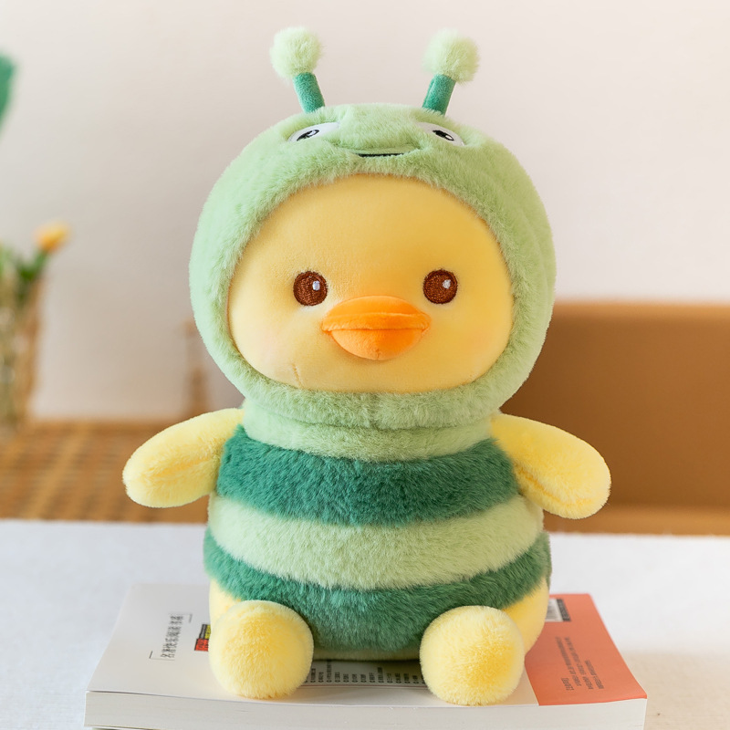 New Cute Green Yellow Pink Bee shaped Plush Duck Stuffed Animal Toys for Kids Gifts