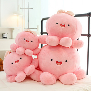 Fluffy Cute Plushies Cartoon Sea Ocean Animals Soft Toys Decorations Gifts Pink Plush Octopus Pillows for Girls