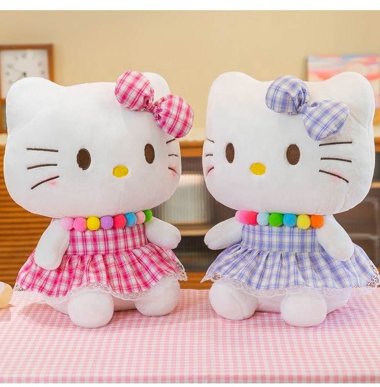 Lovely Soft Blue Purple Pink Skirt Cartoon Cat Hello KT Kitty Plush Toys Gifts for Girls