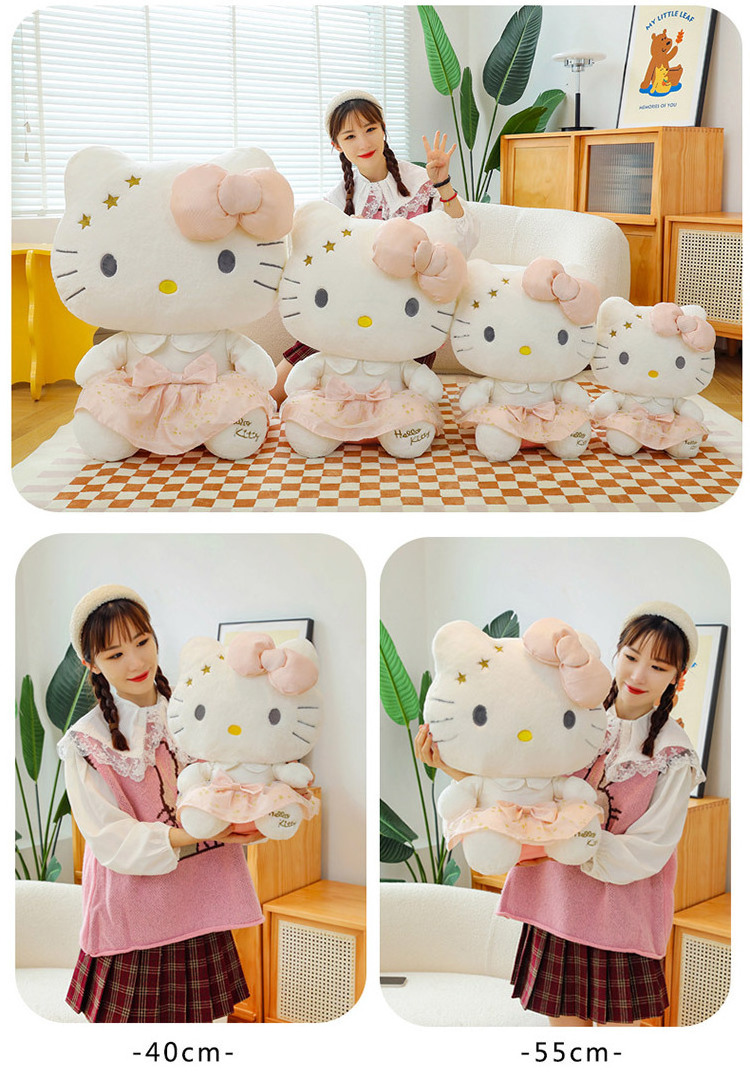 Good Quality Large Size Famous Anime Cartoon Dolls Skirt Hello Cat Kitty Plush Toys for Girls Women