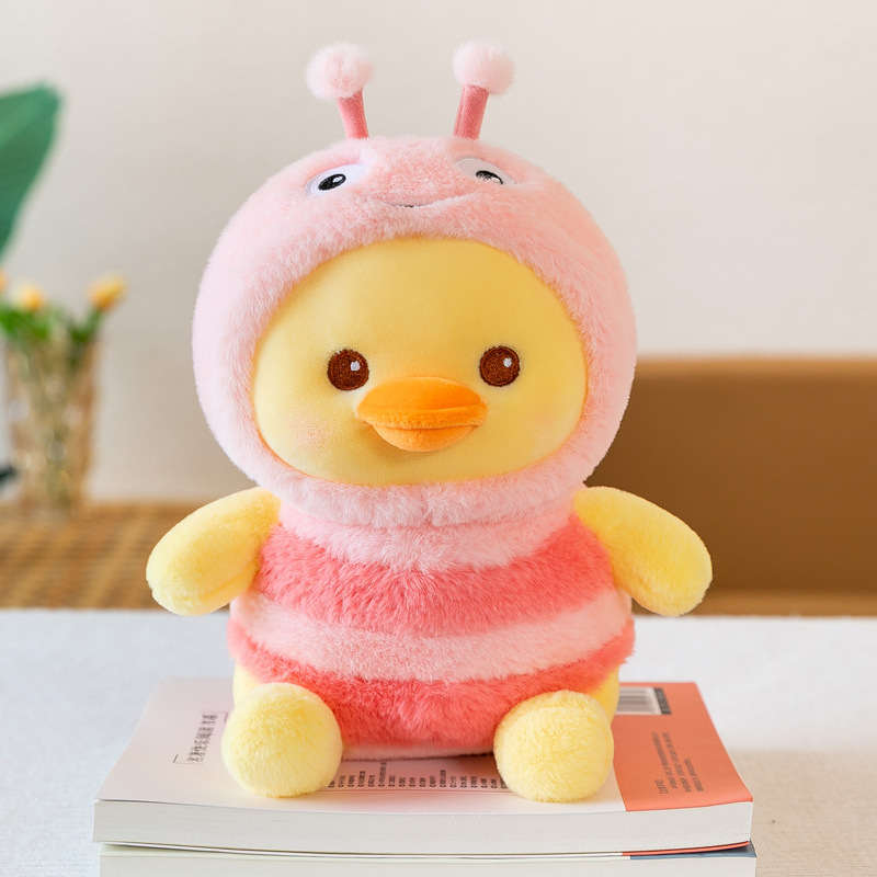 New Cute Green Yellow Pink Bee shaped Plush Duck Stuffed Animal Toys for Kids Gifts