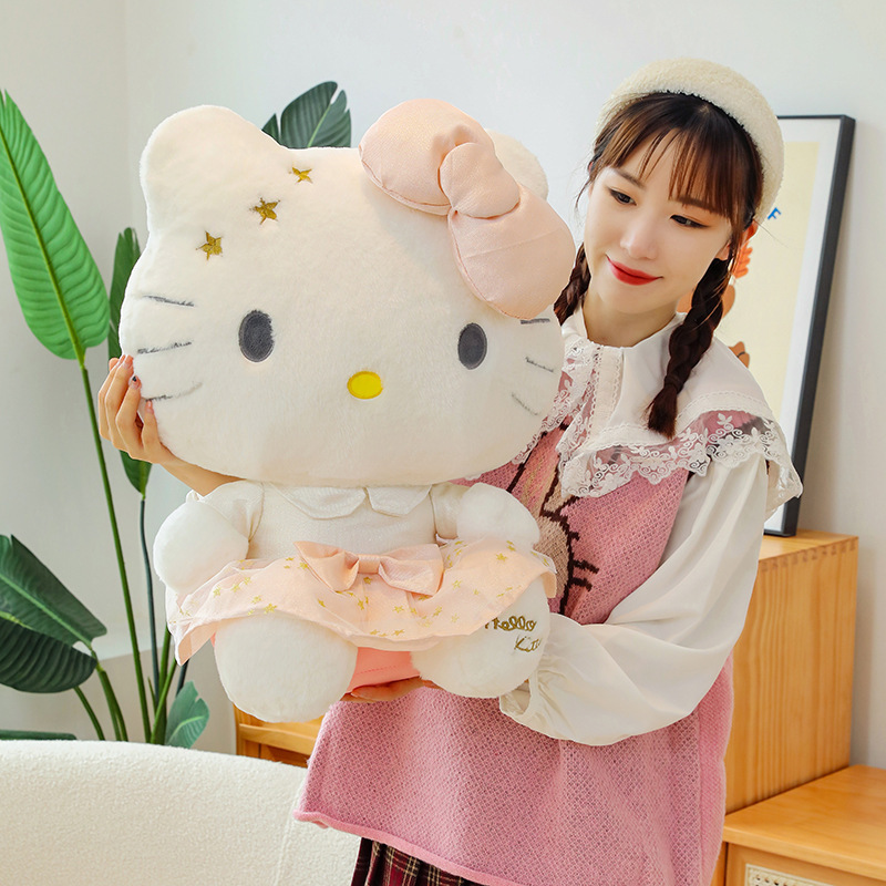 Good Quality Large Size Famous Anime Cartoon Dolls Skirt Hello Cat Kitty Plush Toys for Girls Women