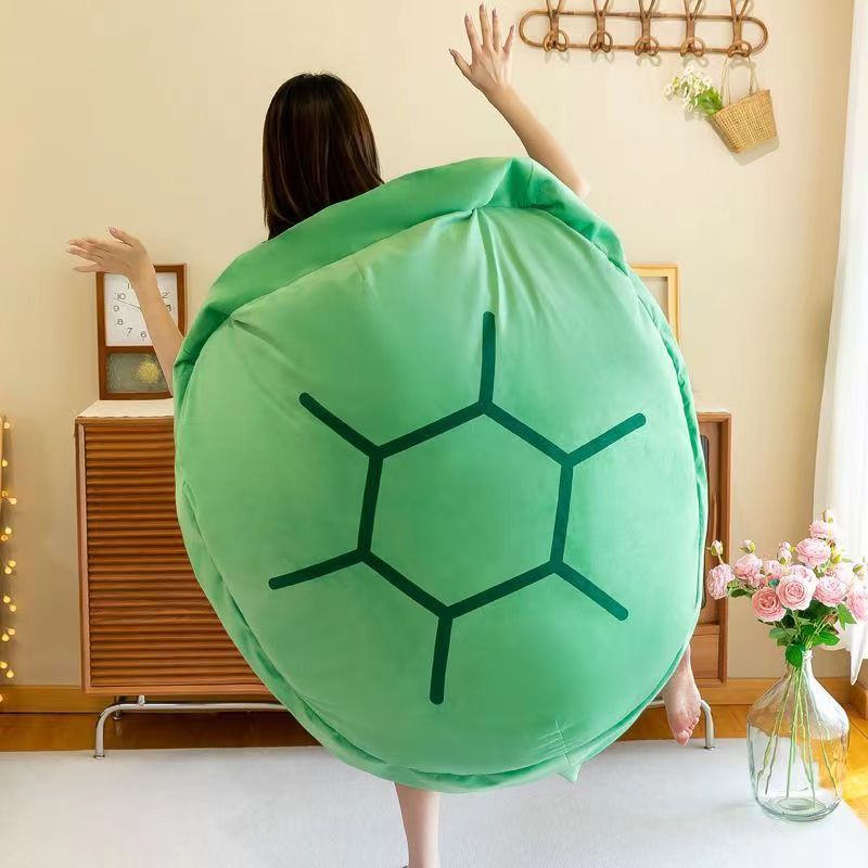 Funny Soft Giant Floor Bed Sofa Stuffed Animal Shaped Pillows Wearable Plush Turtle Shell Toys