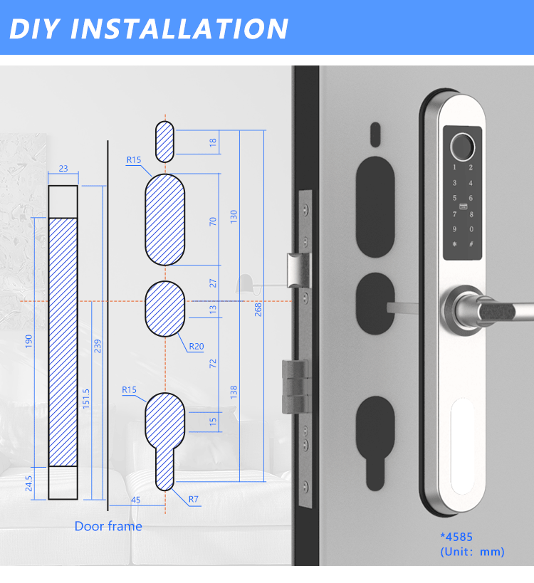 Goodum waterproof golden tuya app video electronic smart intelligent keyless door fingerprint locks for outdoor gate