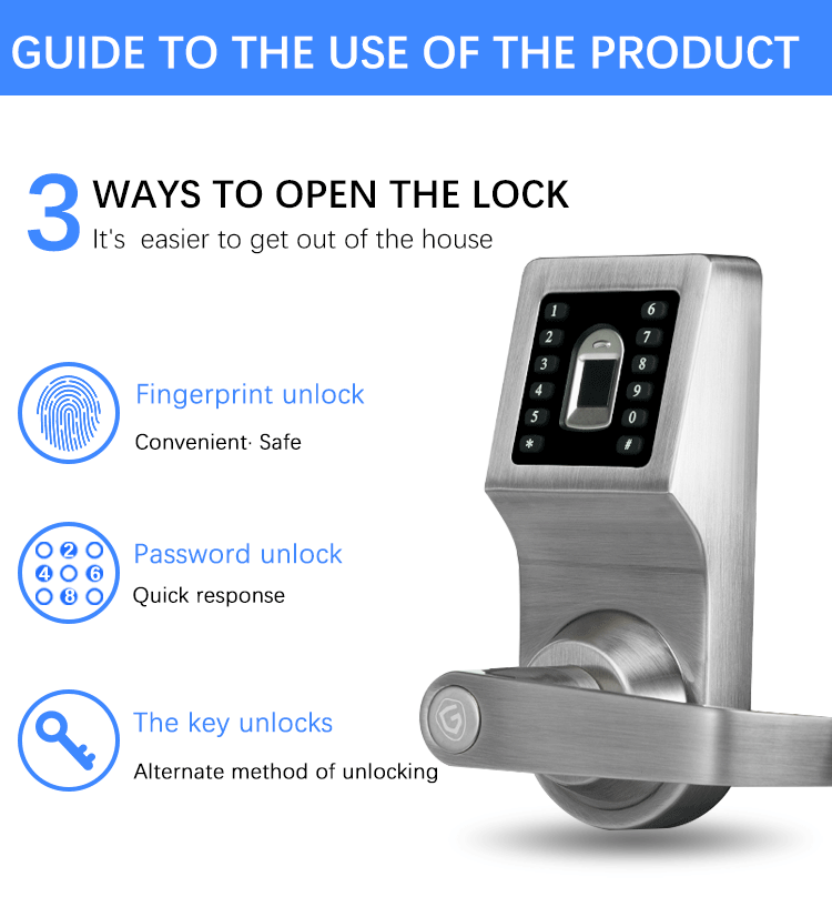 Goodum fingerprint combination biometric passcode keyless deadbolt smart door lock for bedroom