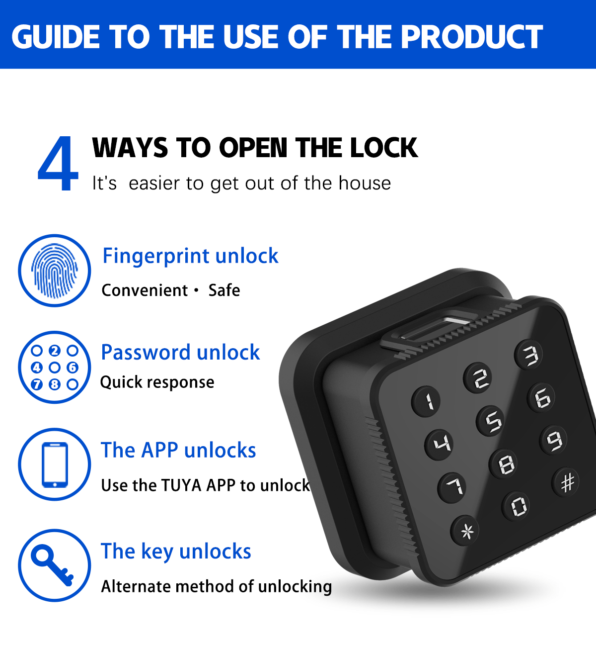 Goodum European OEM Smart Combination Lock Safety Keypad Deadbolt Latch Wooden Door Entry Metal Door Lock Cloud Data Storage