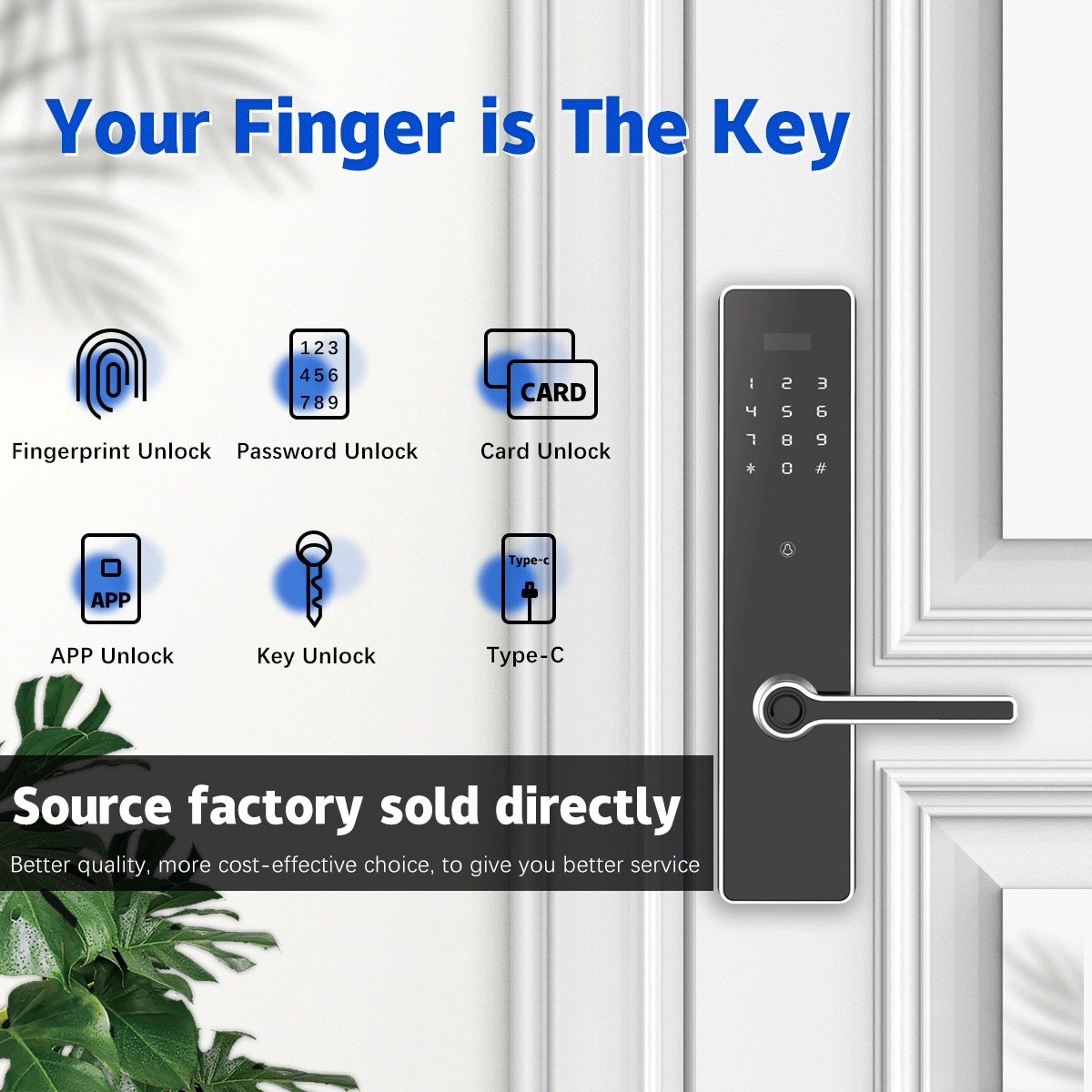 Goodum Smart Biometric Key Lock Fingerprint Digit Padlock Mortise Lock for Wood Aluminum Doors Secure Room Lock Cyli Deadbolt