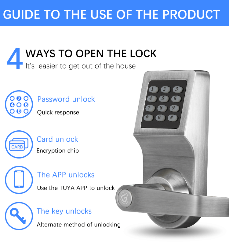 Goodum China's Smart Keyless Electronic Cylinder Lock Digital Card Security System Keypad with WiFi Cloud Data Storage