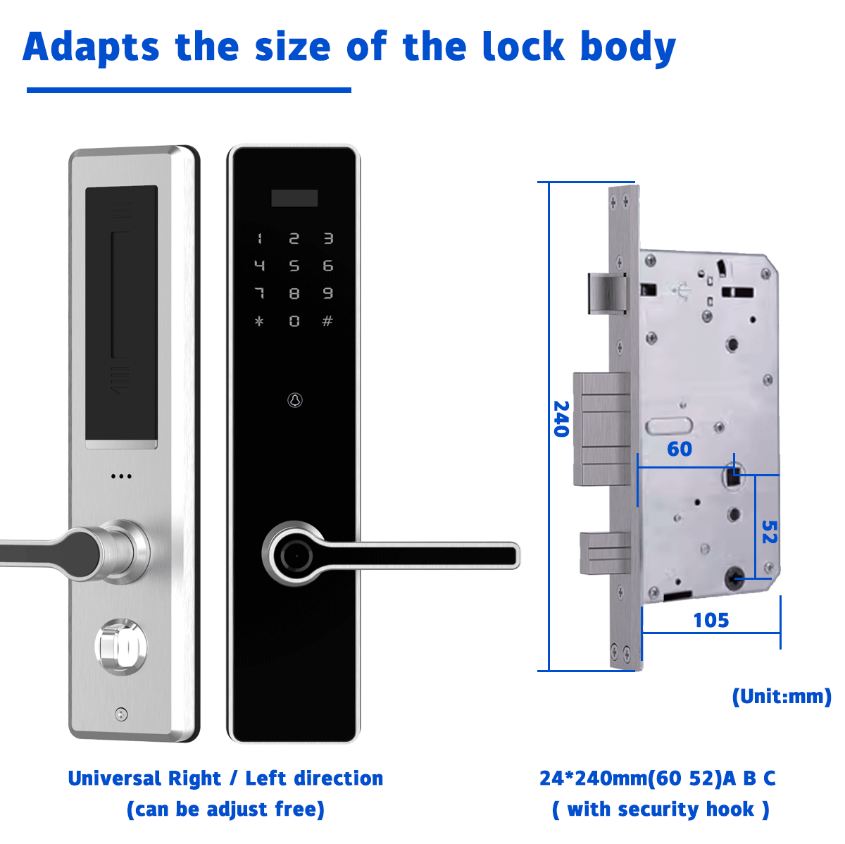 Goodum Smart Biometric Key Lock Fingerprint Digit Padlock Mortise Lock for Wood Aluminum Doors Secure Room Lock Cyli Deadbolt