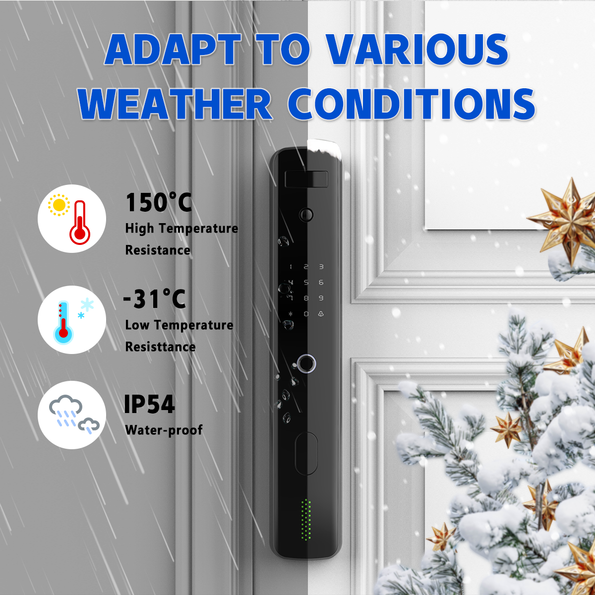 Goodum 2023 cheap 3d face recognition unlock recognition smart door lock waterproof tuya with camera