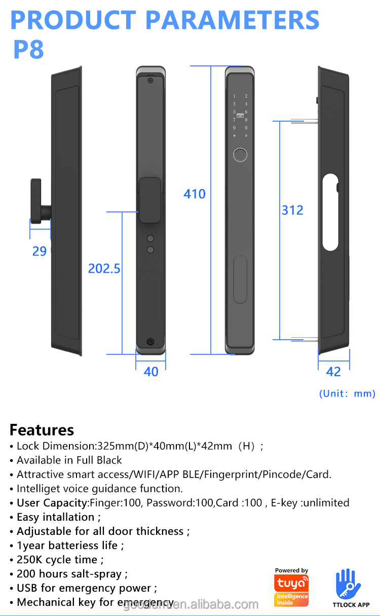 Goodum High Security Anti Theft Full Automatic Smart Fingerprint Door Lock